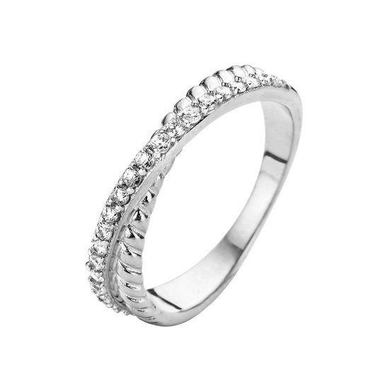 Velini jewels -R6221W-48 -Ring -925 Zilver gerodineerd -Cubic Zirkonia