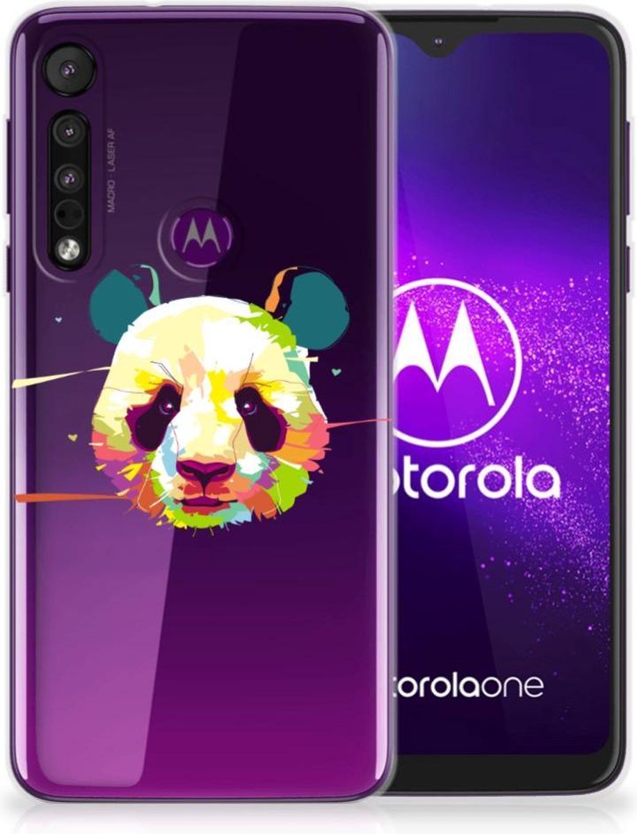 Motorola One Macro Telefoonhoesje met Naam Panda Color