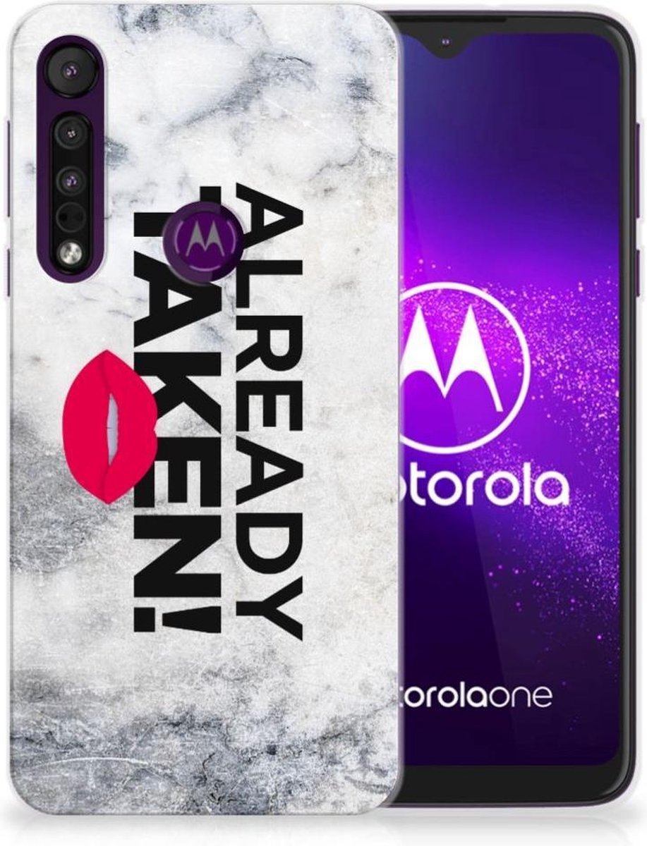 Motorola One Macro Siliconen hoesje met naam Already Taken White