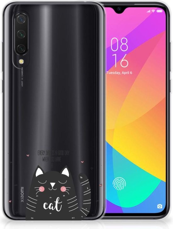 Housse en Cuir Etui de Protection pour Xiaomi Mi 9 Lite Coque Cat Good Day  | bol.com