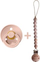 Combideal |  BIBS Fopspeen Blush  maat 1 met een Mushie Blush Speenkoord