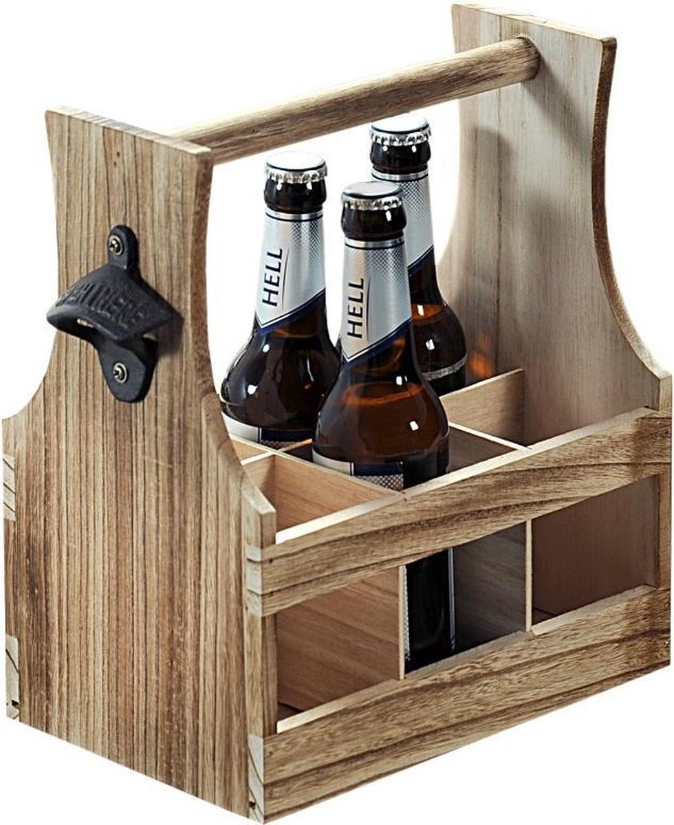 FSC® Houten Bierkrat met Bierflessen opener Bier