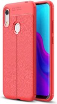 Huawei Y6 (2019) hoesje - gel case lederlook - rood - GSM Hoesje - Telefoonhoesje Geschikt Voor: Huawei Y6 (2019)