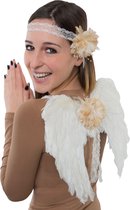 Ensemble d'accessoires de fée 2 pièces blanc (ailes avec plumes, serre-tête)