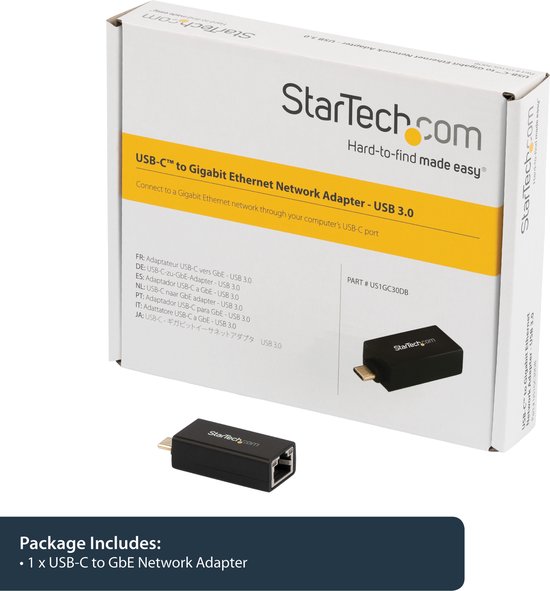 StarTech.com Adaptateur USB C vers Gigabit Ethernet - Adaptateur Réseau 1Gbps NIC USB 3.0/USB 3.1 Type C - 1GbE USB-C vers RJ45/Port LAN TB3 Compatible Windows MacBook Pro Chromebook