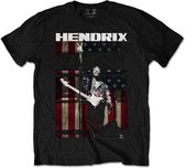 Jimi Hendrix Heren Tshirt -L- Peace Flag Zwart