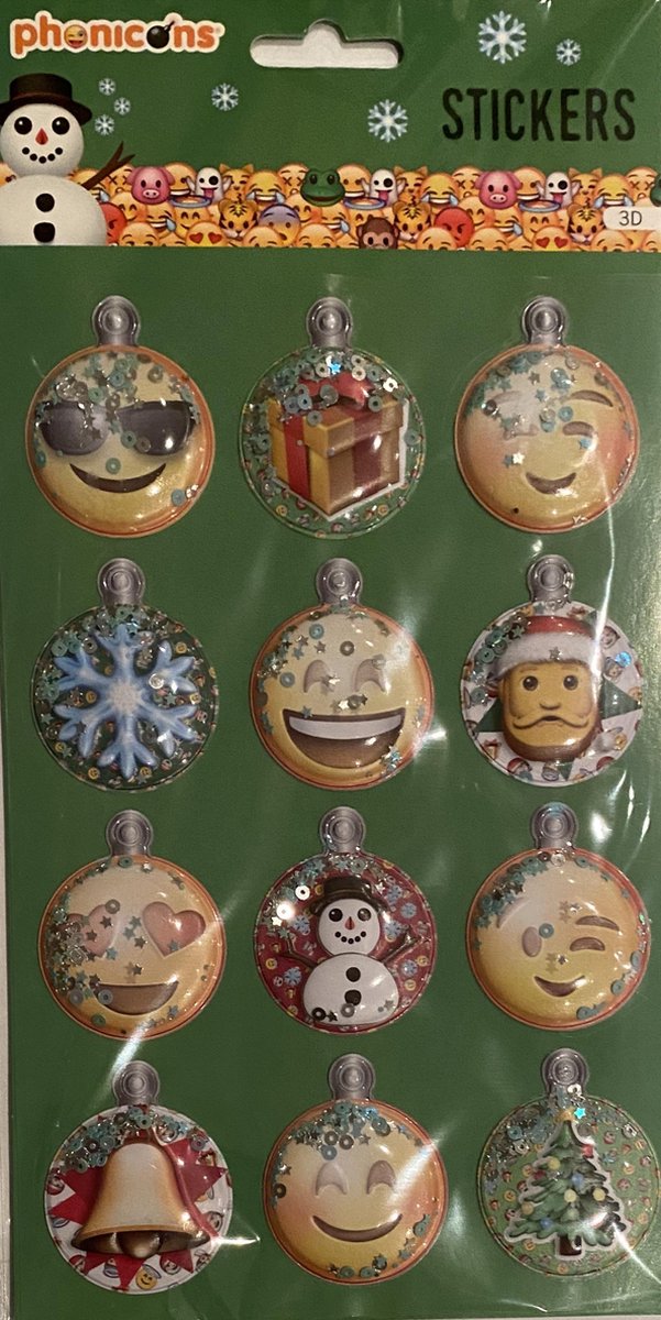 Emoticons 3D kerst stickers