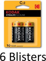 12 Stuks (6 Blisters a 2 st) Kodak XTRALIFE alkaline C/LR14