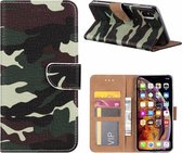 iPhone Xs Max Camouflage Design Boek hoesje met pasjesruimte