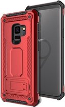 Ntech Samsung Galaxy S9 Dual layer Rugged Armor hoesje met Kickstand / Hard PC & TPU Hybrid case - Rood