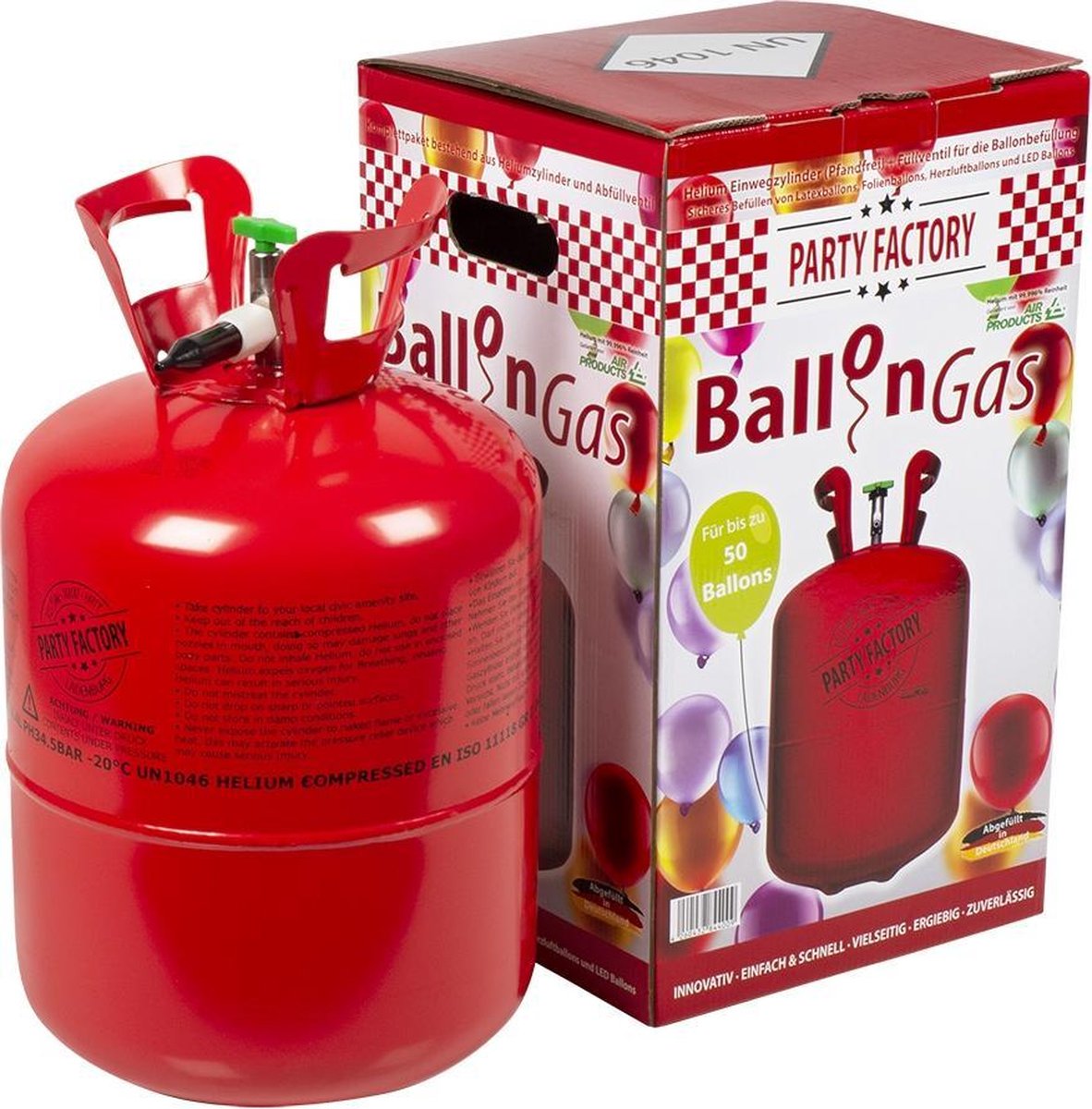 Réservoir d'hélium avec 100 ballons et ruban - Partywinkel