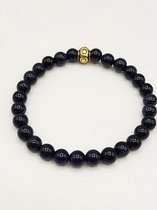 Blauwe goudsteen armband met witte kristallen