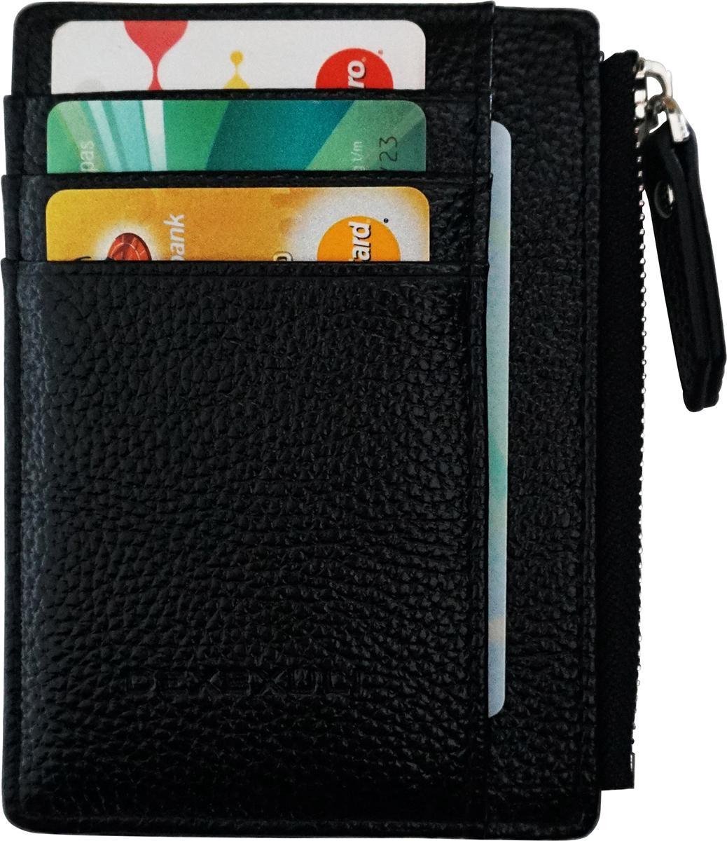 ZILOU® Portemonnee - Pasjeshouder Met Rits - Mini Wallet - Kunstleer - Zwart - ZILOU®
