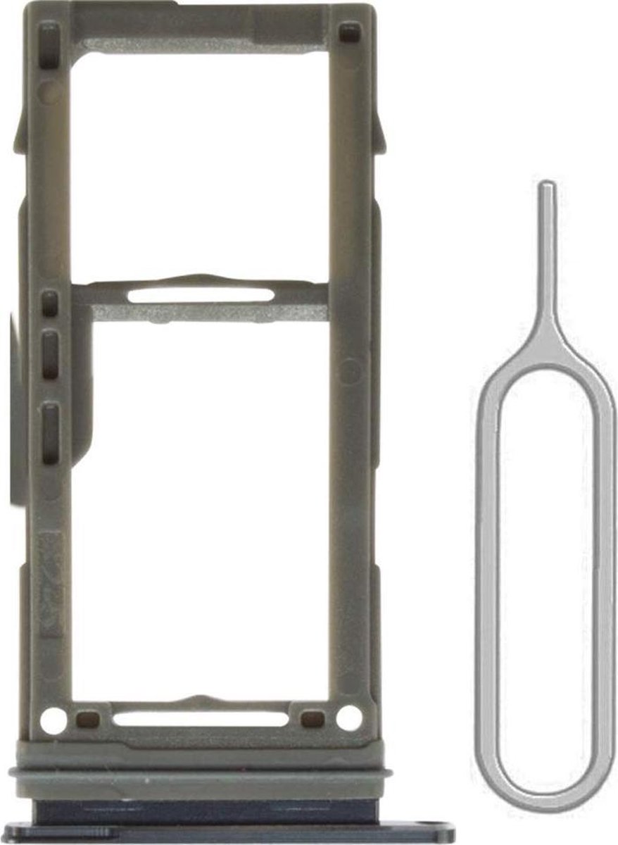 Single SIM + SD kaarthouder geschikt voor de Samsung Galaxy S10/S10 Plus - zwart