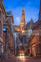 Schilderij - Haarlem, grote Bavo kerk , Multikleur , 3 maten , Premium Print