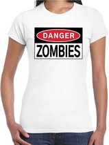 Danger Zombies t-shirt wit voor dames XS