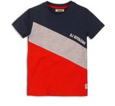 DJ Dutchjeans Jongens T-shirt - Red + navy + grey melee - Maat 92
