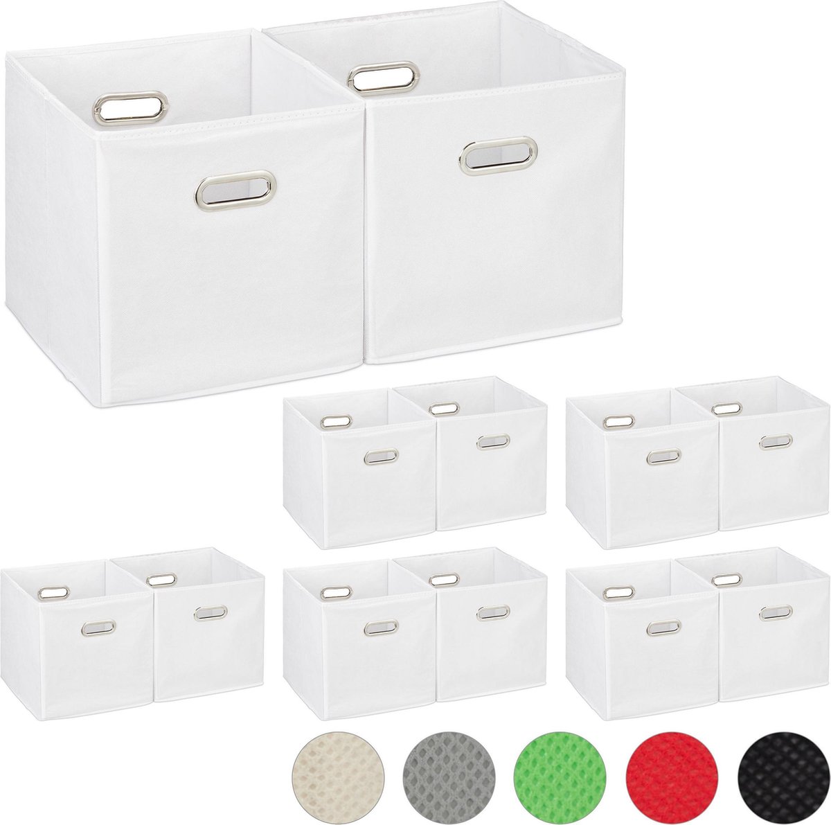 12x opbergbox stof - opvouwbaar - opbergmand - 30 cm - kast organizer - wit