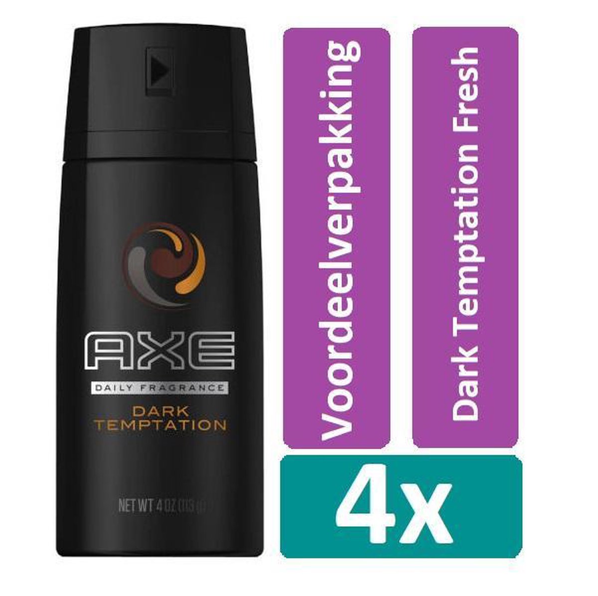 Goedkoopste Axe - Deodorant - Spray - Dark Temptation - 48h - 150ml x 4