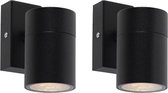QAZQA solo - Moderne Wandlamp voor buiten - 2 stuks - D 11 cm - Zwart - Buitenverlichting