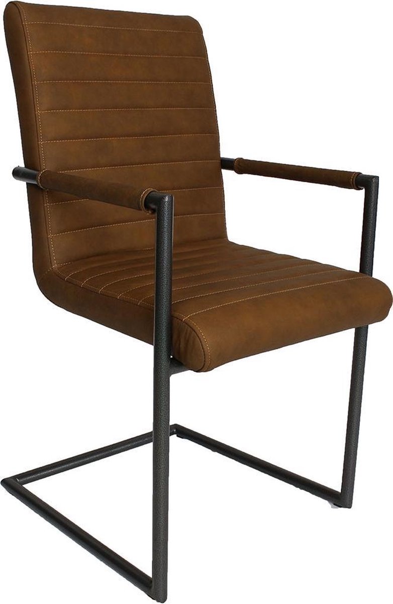 | Industriële Eetkamerstoel Siem Leer Bruin Met Siem Eetkamerstoel | Haco wonen & slapen | Eetkamerstoelen
