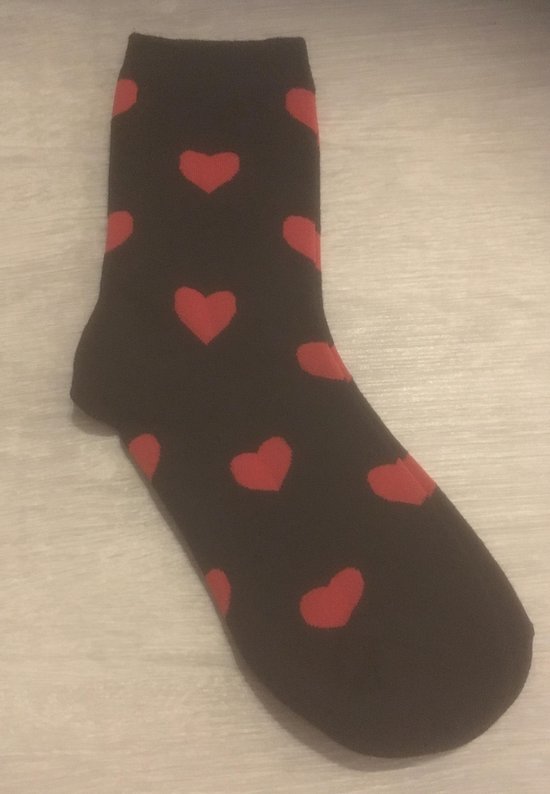 Hartjes sokken Zwart-Rood Unisex Sokken Maat 36-41