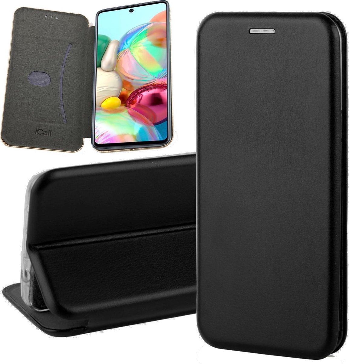Hoesje geschikt voor Samsung Galaxy A71 - Book Case Kunstleer ThinShield Zwart