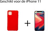 Hoesje Apple iPhone 11 Met sillicone coating In Het Rood +  screenprotector