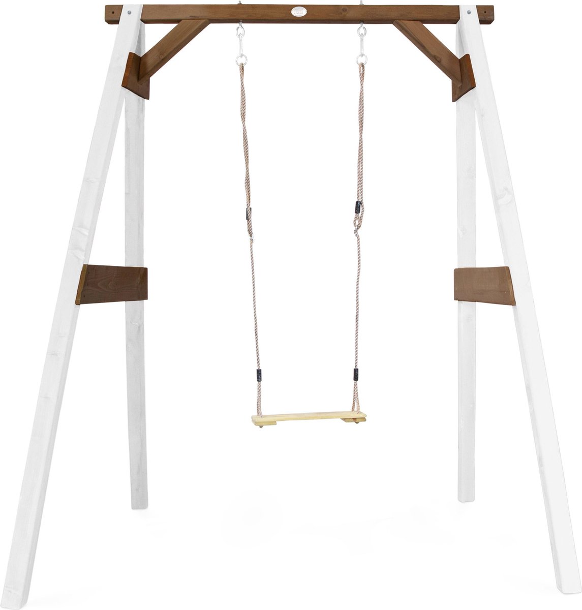 AXI Enkele Houten Schommel in Wit/Bruin - FSC hout - Vrijstaande schommelset voor kinderen met houten schommelzitje - Schommelset voor kinderen - 10 jaar Garantie!