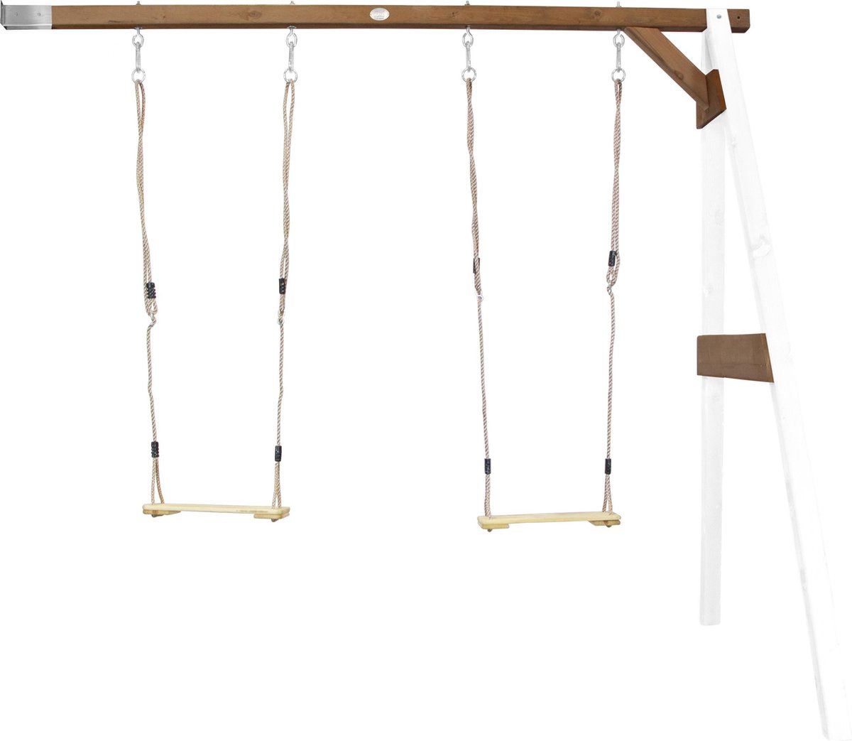 Axi Dubbele Schommel Van Hout In Bruin & Wit Schommel Met Muurbevestiging