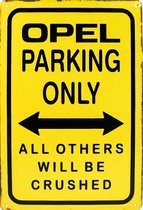 Wandbord - opel parking only -20x30cm-