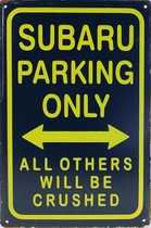 Wandbord - SUBARU parking only -20x30cm-