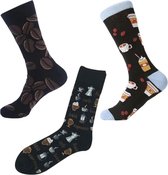 Heren sokken Maat 40-46 - 3 paar print koffie
