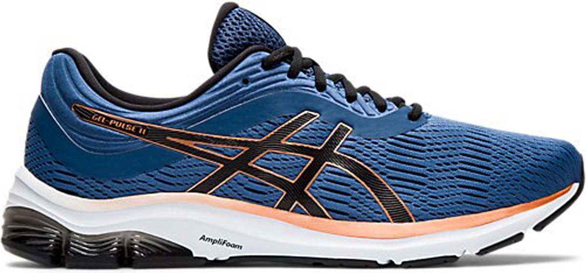 Asics Gel Pulse 11 Sportschoenen Maat 45 Mannen blauw zwart oranje wit bol