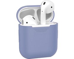 Hoesje - Geschikt voor Apple Airpods 1 - Siliconen Hoes met Clip - Silicone Case Cover - Lila