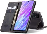 CASEME Samsung Galaxy S20 Plus Retro Wallet Case - Zwart