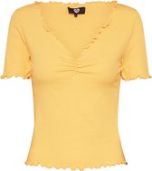 Catwalk junkie kort geel geribt slim fit shirt viscose stretch - valt kleiner - Maat M