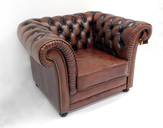Verlichting Verbinding droogte Chesterfield Fauteuil LONDON leder Brown | bol.com