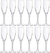 12x Champagneglazen/flutes 190 ml - 19 cl - Champagne glazen - Champagne drinken - Champagneglazen van glas
