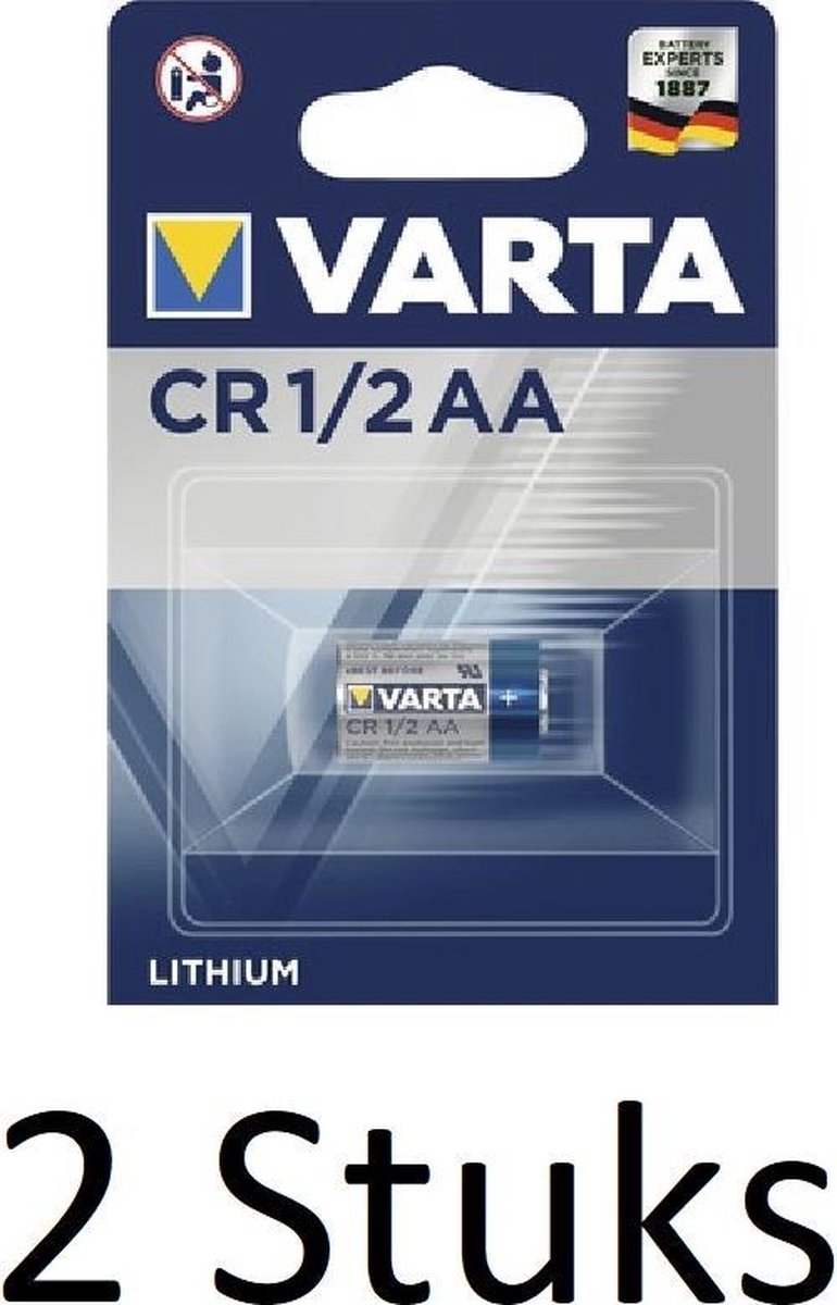 2 Stuks (2 Blisters a 1 st) Varta lithium 1/2 AA 3v