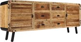 Dressoir Bruin Mango Hout Ladekast (Incl LW 3d klok) - wandkast - Tv kast- opbergkast - Boekenkast - opbergkast - Kast met lades - Sidetable - Wandtafel