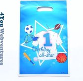 10x Uitdeelzakjes Birthday All-star - 16.5 x 25 cm - Cellofaan Plastic Traktatie Kado Zakjes - Snoepzakjes - Koekzakjes - Koekje - Cookie Bags - Sport - Football - American - Honkb