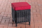 Clp Vilato - Hocker - 5mm Poly-rotan - kleur wicker : zwart, kleur hoes : robijnrood