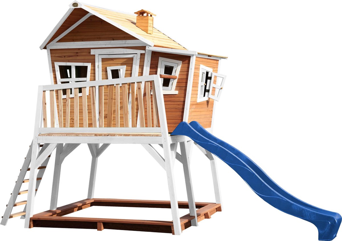 Axi Max Speelhuis Op Palen, Zandbak & Blauwe Glijbaan Speelhuisje Voor De Tuin
