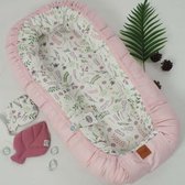 Betulli Babynestje Katoen Satin Flowers - Baby Nestje – Babynestjes – Draagbaar Babynest - Anti rollover kussen - Slaap Positie Baby - Baby bed voor het reizen - Draagbare Babymatras – Kussen