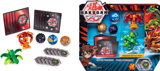 Bakugan Starter Pack 3 personnages Pyrus Phaedrus transformables à collectionner 