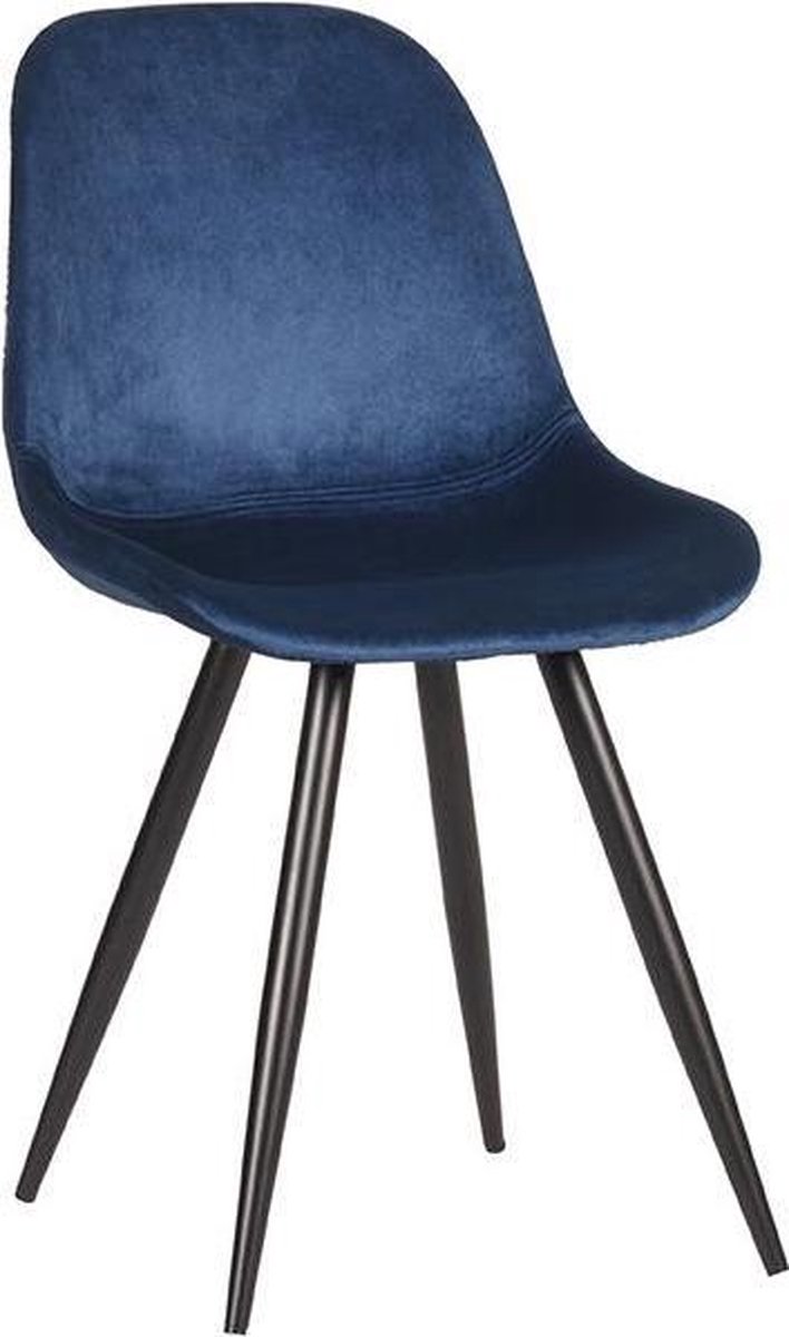 LABEL51 Capri Eetkamerstoel - BLAUW - Stof - Zwart Metalen Frame - Stoel - Kuipstoel