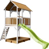AXI Pumba Maison Enfant avec Bac à Sable & Toboggan Vert clair - Aire de Jeux pour l'extérieur en marron & blanc - Maisonnette / Cabane de Jeu en Bois FSC