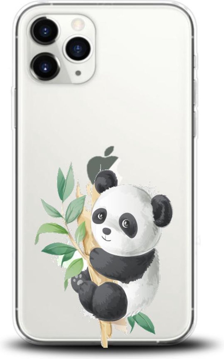Apple Iphone 11 Pro Max siliconen telefoonhoesje transparant Panda
