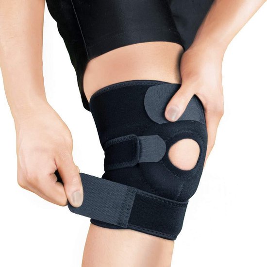 BRACOO KS10 Kniebandage - verstelbare neopreen kniebrace - rechter/linker knie - patella stabilisator opening - zwart